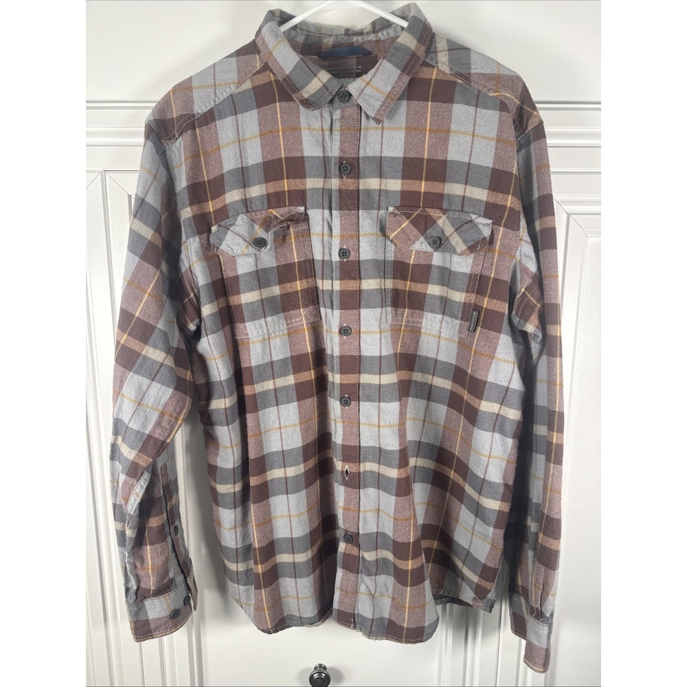 COLUMBIA Omni-Wick Plaid‎ Outdoor Camping Hiking Flannel Grey/Brown Size L